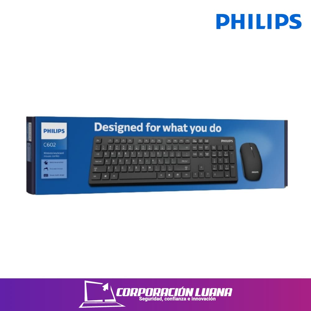 Foto del producto COMBO TECLADO Y MOUSE PHILIPS  C602 WIRELESS TECLADO + MOUSE (PN:SPT6602B)