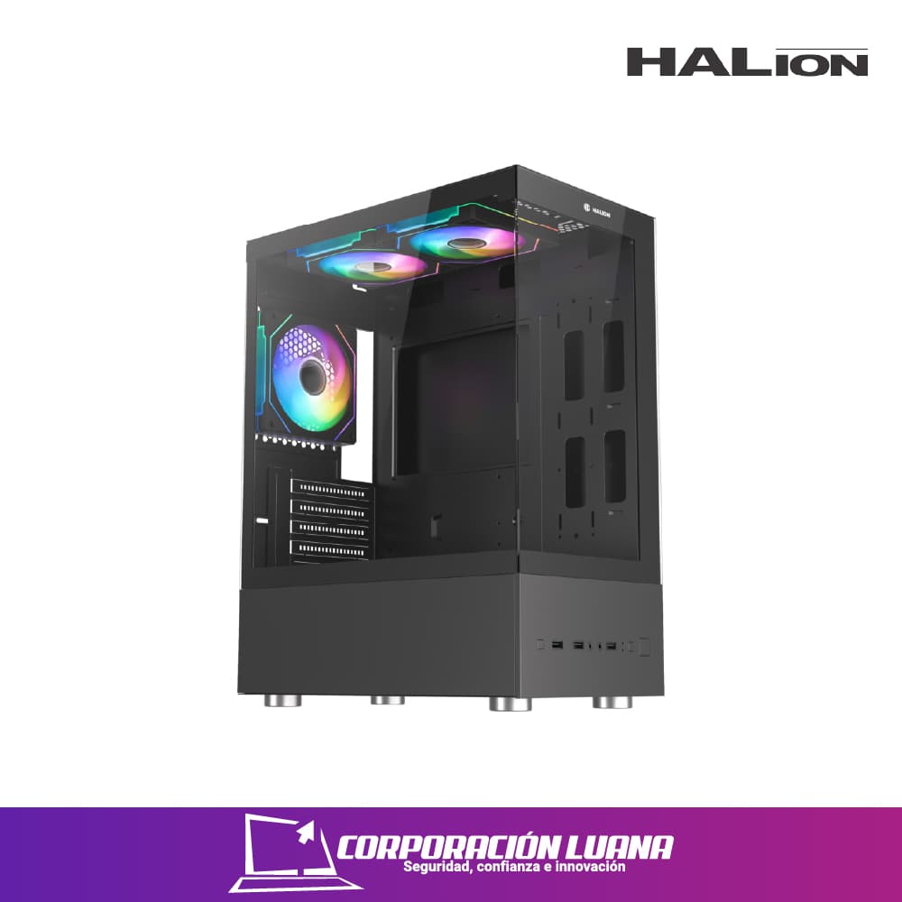 Imagen de CASE GAMER HALION BUFFALO ( CR41-BK ) C/FUENTE 500W | X3 FAN ARGB