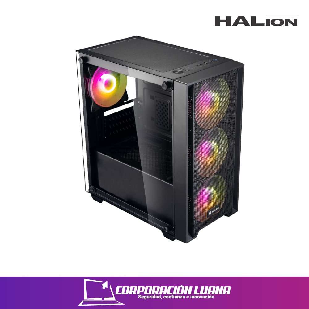 CASE HALION GAMER RAGNAROK ( 321 ) C/FUENTE 550W | X4 FAN RGB | NEGRO