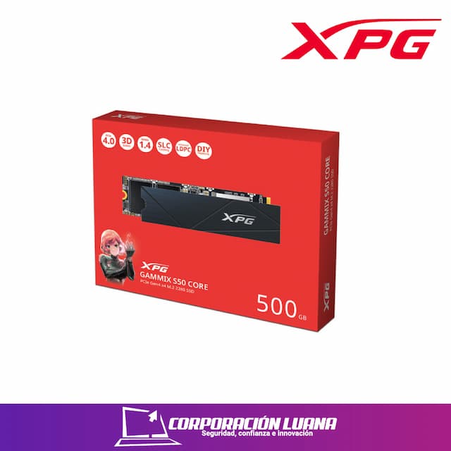 DISCO SOLIDO SSD XPG GAMMIX S50 CORE 500GB M2 2280 PCIE 4.0 SGAMMIXS50C-500G-CS