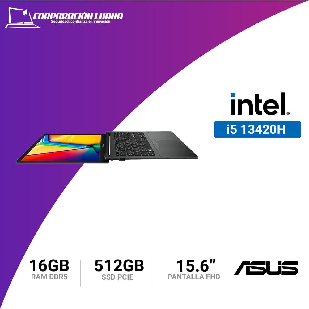 Imagen de LAPTOP ASUS VIVOBOOK 16 INTEL CORE I5 13420H ( X1605VA-MB1234 ) RAM 16GB DDR5 | SSD 512GB | 15.6" WUXGA | INTEL IRIS XE | FREE OS