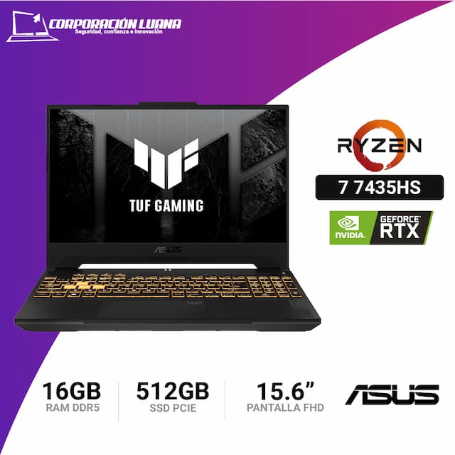 LAPTOP ASUS TUF GAMING A15 RYZEN 7 7435HS ( FA507NUR-LP005 ) RAM 16GB DDR5 | SSD 512 GB | 15.6" FHD | RTX 4050 6GB | FREE OS