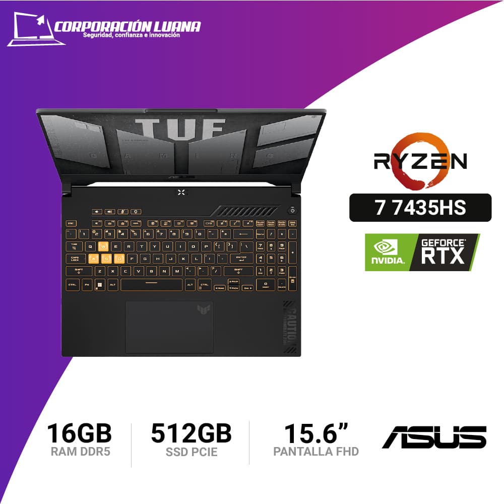 Imagen de LAPTOP ASUS TUF GAMING A15 RYZEN 7 7435HS ( FA507NUR-LP005 ) RAM 16GB DDR5 | SSD 512 GB | 15.6" FHD | RTX 4050 6GB | FREE OS