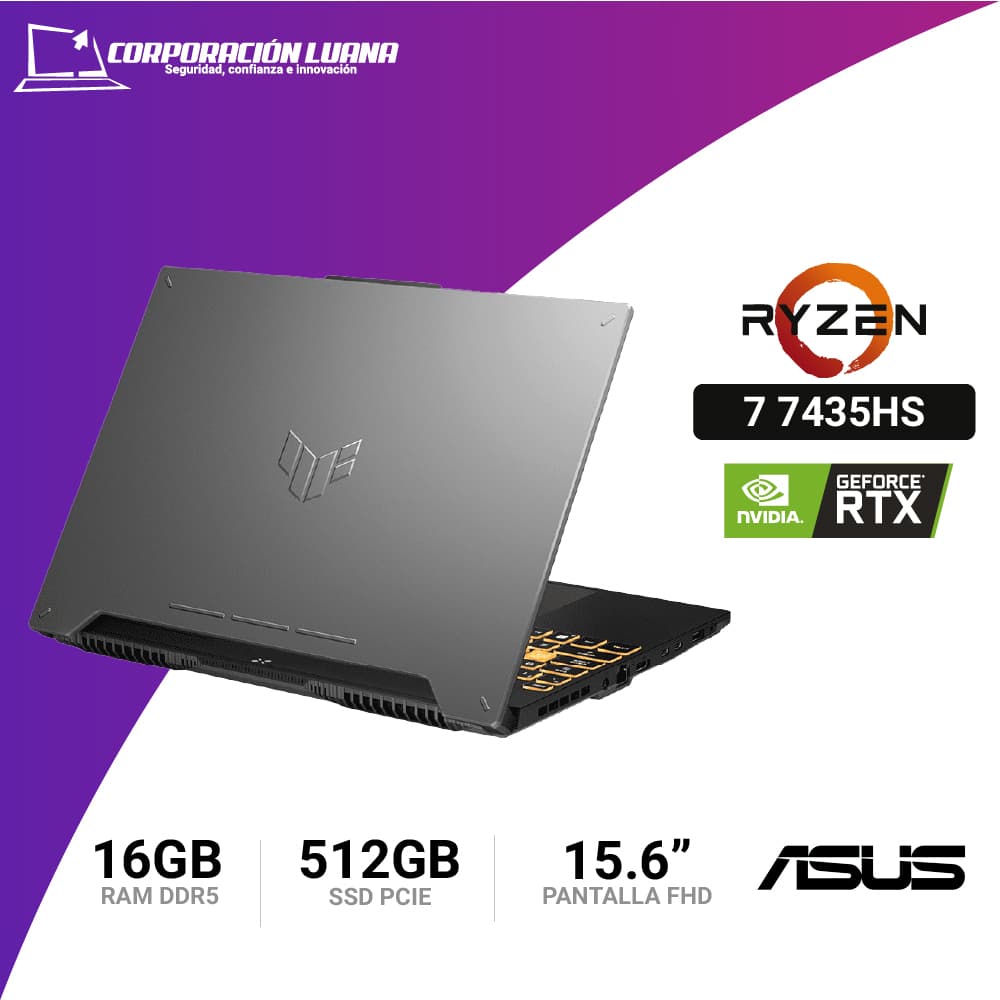 Imagen de LAPTOP ASUS TUF GAMING A15 RYZEN 7 7435HS ( FA507NUR-LP005 ) RAM 16GB DDR5 | SSD 512 GB | 15.6" FHD | RTX 4050 6GB | FREE OS