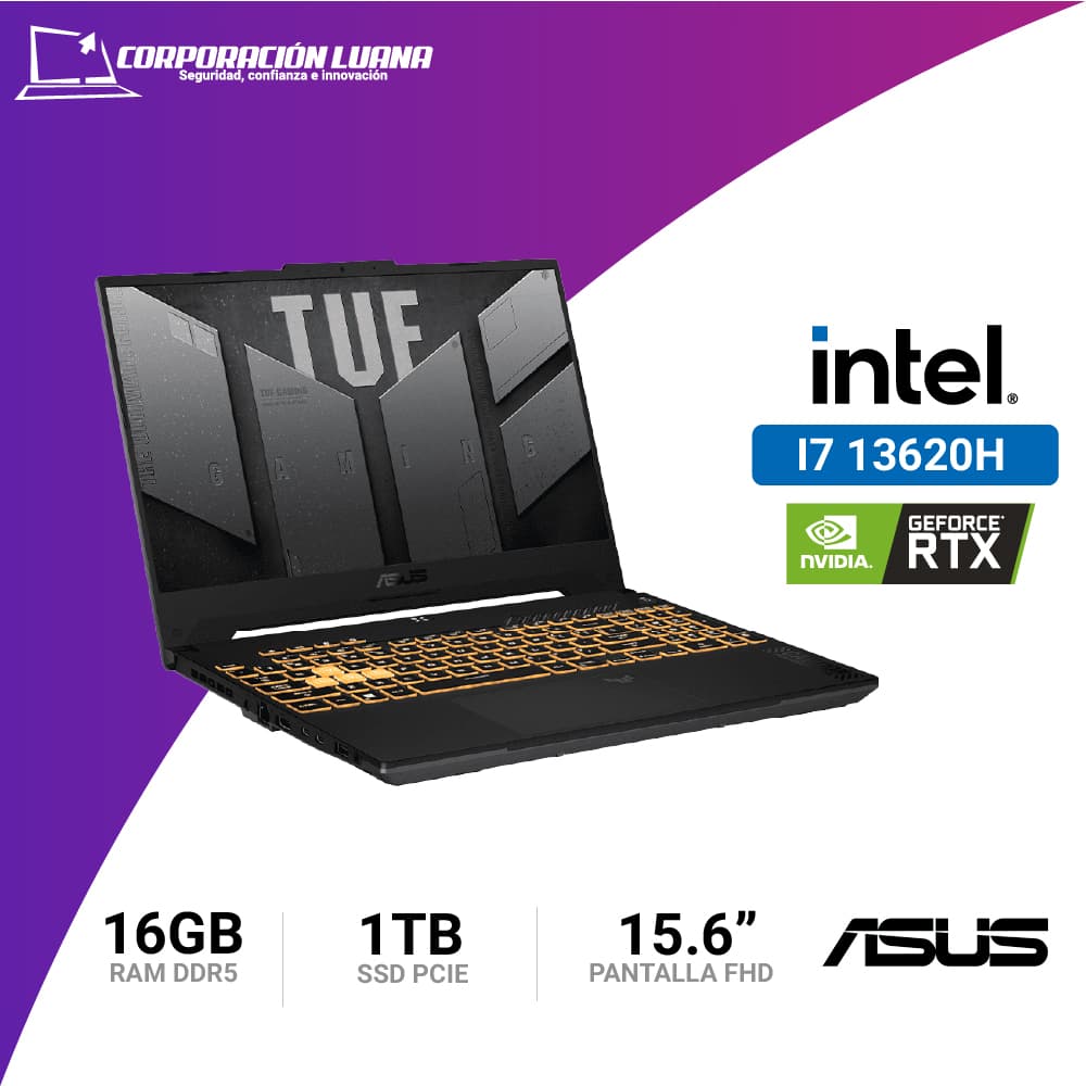 Imagen de LAPTOP ASUS TUF GAMING INTEL CORE I7 13620H ( FX507VU-LP180 ) RAM 16GB DDR5 | SSD 1TB | 15.6" FHD | RTX 4050 6GB | FREE OS