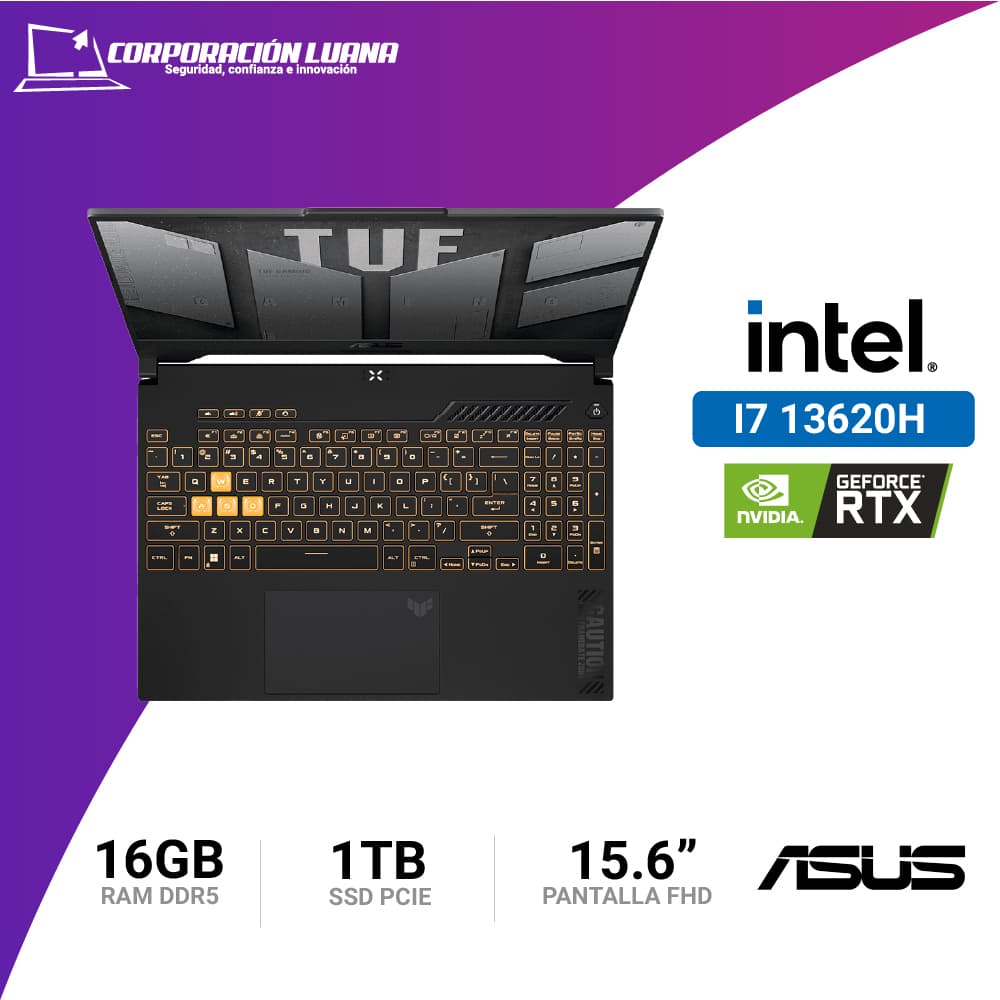 Imagen de LAPTOP ASUS TUF GAMING INTEL CORE I7 13620H ( FX507VU-LP180 ) RAM 16GB DDR5 | SSD 1TB | 15.6" FHD | RTX 4050 6GB | FREE OS