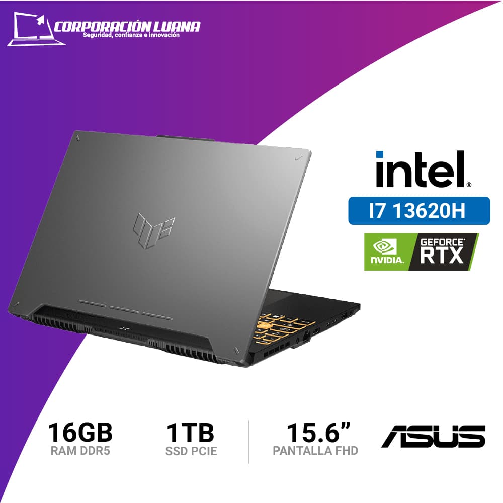 Imagen de LAPTOP ASUS TUF GAMING INTEL CORE I7 13620H ( FX507VU-LP180 ) RAM 16GB DDR5 | SSD 1TB | 15.6" FHD | RTX 4050 6GB | FREE OS