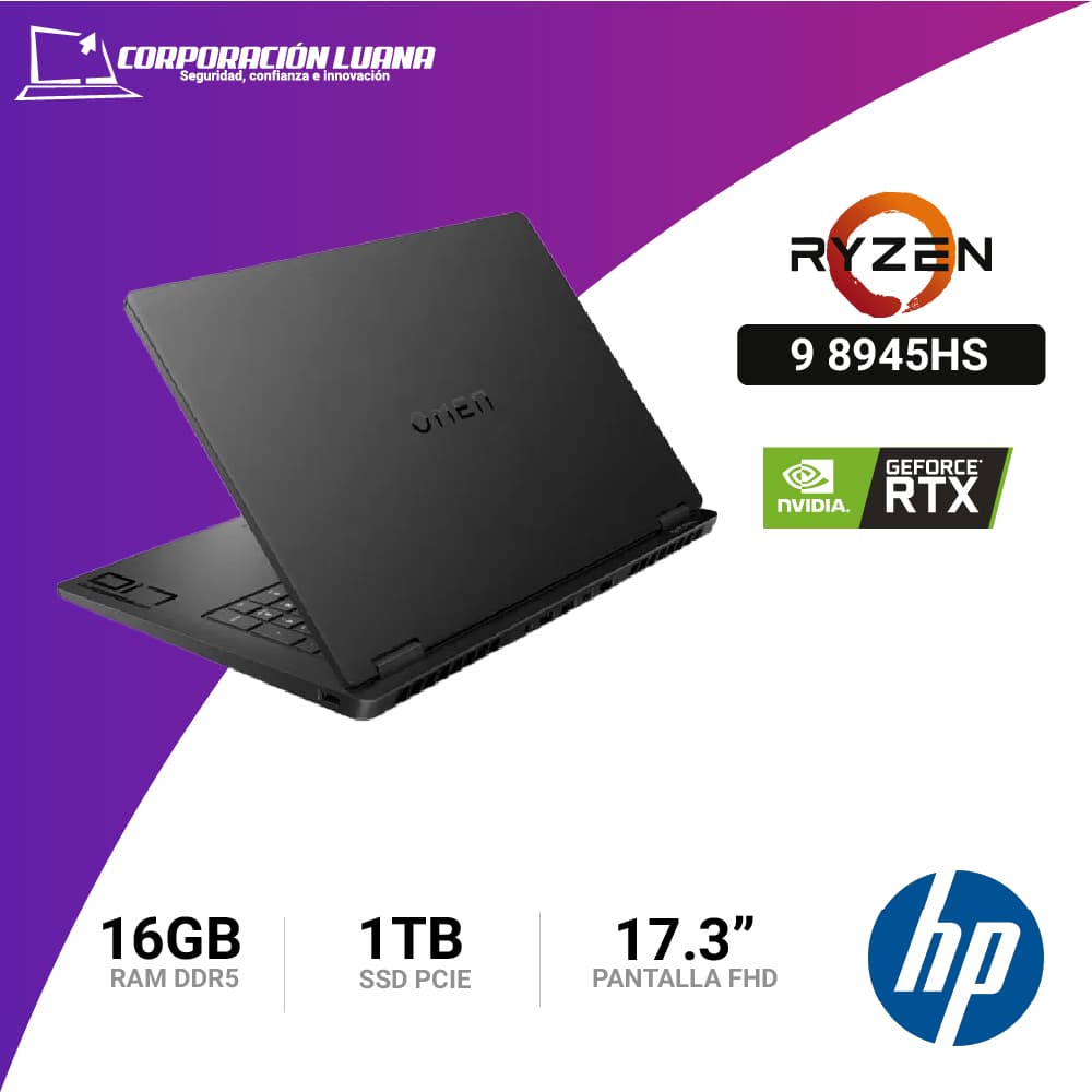 Imagen de LAPTOP HP OMEN 17 AMD RYZEN 9 8945HS ( 17-DB0009LA ) RAM 32GB DDR5 | SSD 1TB | 17.3" QHD | RTX 4060 | WINDOWS 11 HOME
