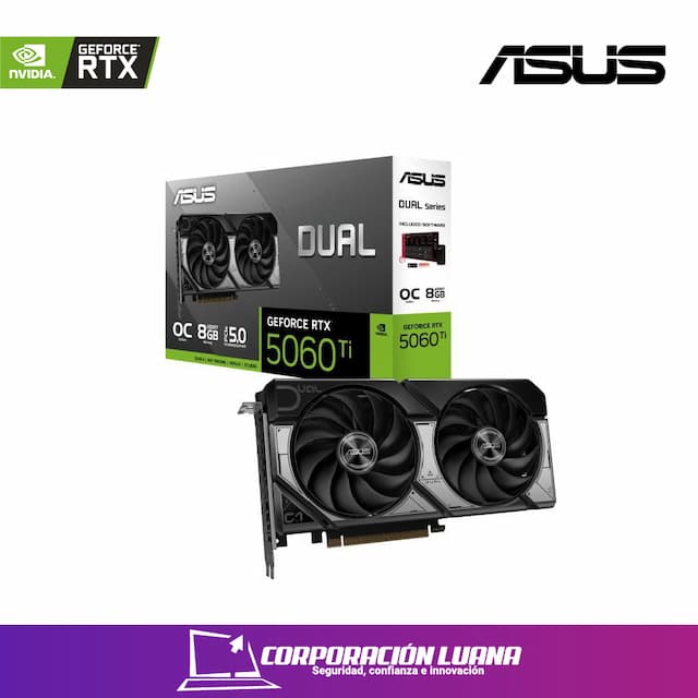 TARJETA DE VIDEO ASUS RTX 5060 DUAL ( DUAL-RTX5060-O8G ) 8GB GDDR7 | DLSS4 | X3 FANES | X3 DP 1 HDMI