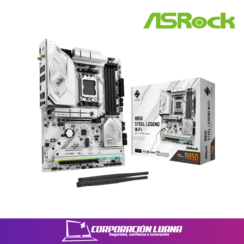 Imagen de MOTHERBOARD ASROCK B850 STEEL LEGEND WIFI ( MBARB850SLWF ) DDR5 | AM5