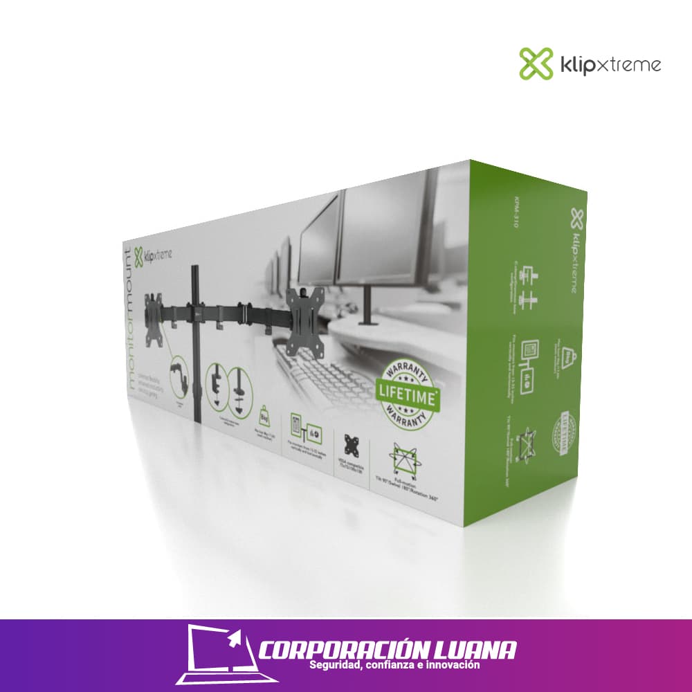 Imagen de RACK PARA MONITOR KLIP XTREME ( KPM-310 ) 13 A 32 PULGADAS | 2 MONITORES
