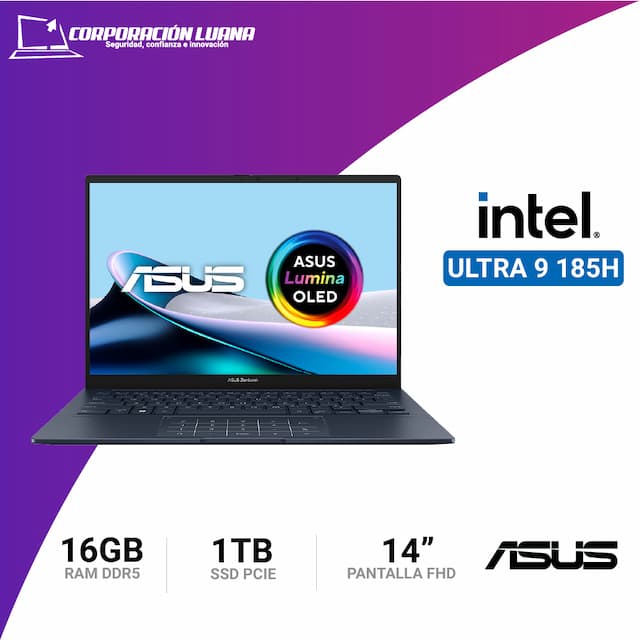 LAPTOP ASUS ZENBOOK INTEL CORE ULTRA 9 185H ( UX3405M ) RAM 16GB DDR5 | SSD 1TB | 14" OLED WQ | WINDOWS 11 HOME