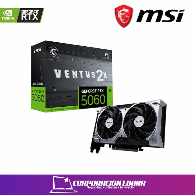 TARJETA DE VIDEO MSI RTX 5060 VENTUS OC ( RTX-5060-8GDVENTUS-2OC ) 8GB GDDR7 | X2 FAN | X3 DP - HDMI