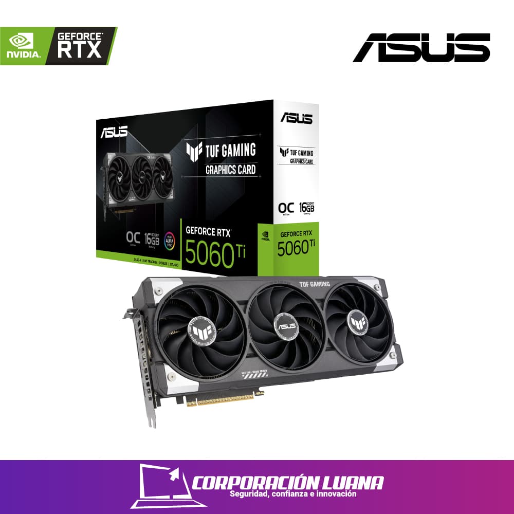 Foto del producto TARJETA DE VIDEO ASUS TUF GAMING RTX 5060 TI GAMING ( TUF-RTX5060TI-O10G-GAMING ) 16GB GDDR7 | DLSS4 | 128 BIT | 3 DP - HDMI