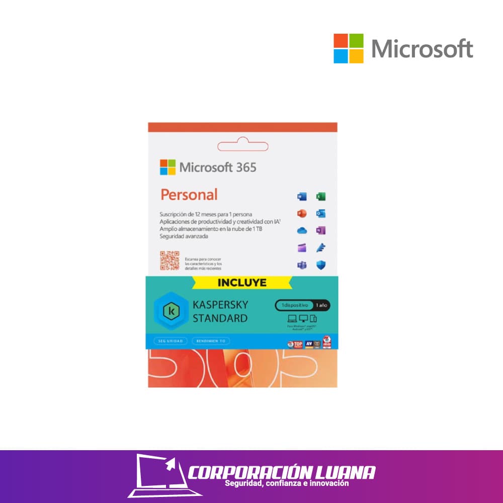 Foto del producto LICENCIA MICROSOFT OFFICE 365 PERSONAL ( EP2-32316-TPK ) INCLUYE KASPERSKY LICENCIA 12 MESES | 1 USUARIO