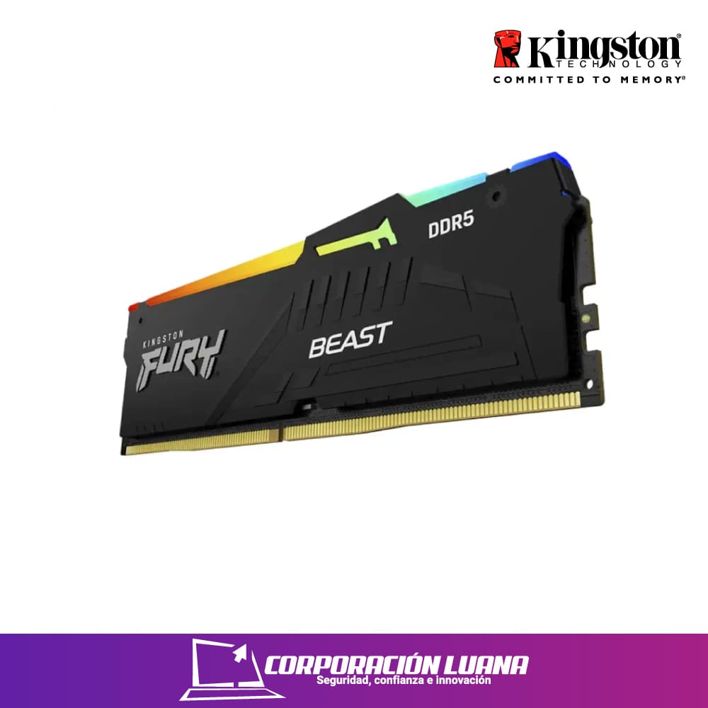 Foto del producto MEMORIA RAM KINGSTON FURY BEAST 16GB 5600 MTS ( KF556C40BBA-16 ) DDR5 | NEGRO | LED RGB