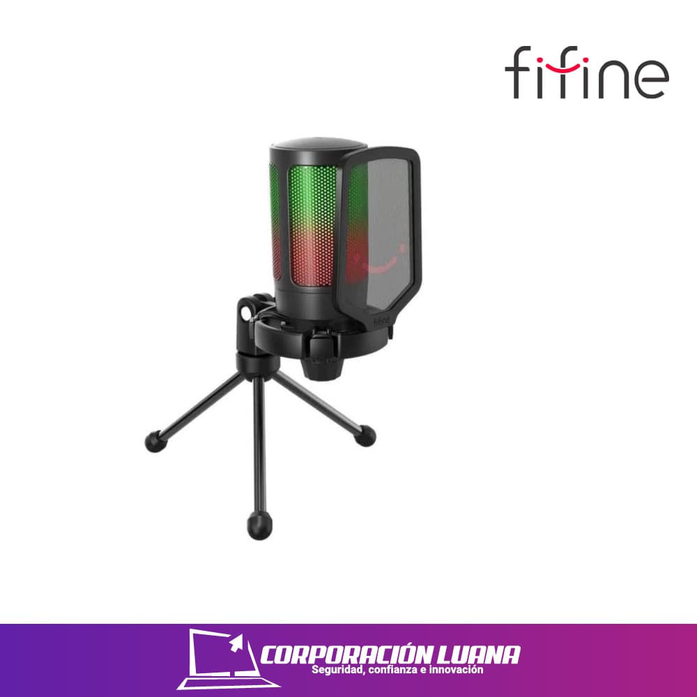 MICROFONO GAMING FIFINE ( A6V ) AMPLIGAME | RGB | CONDENSADOR | BLACK