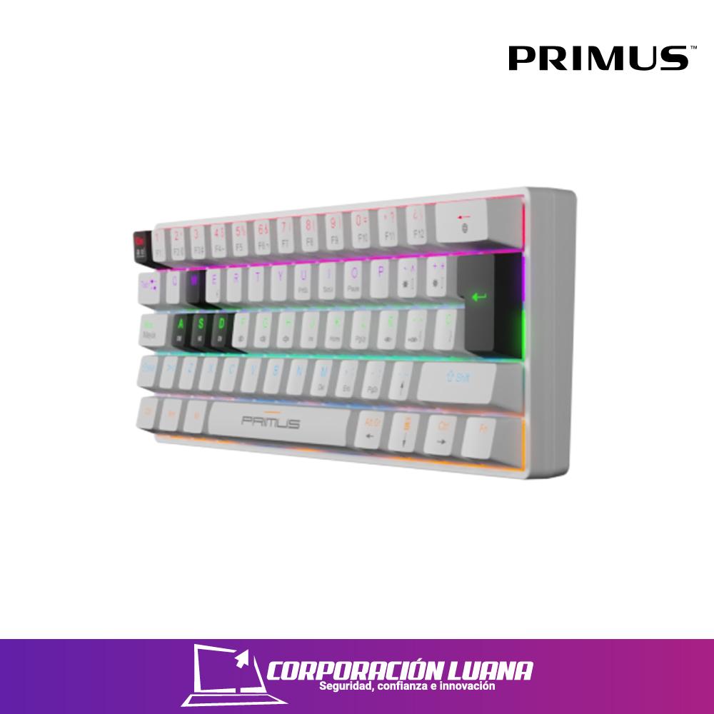 TECLADO GAMER PRIMUS BALLISTA 61T ( PKS-060W-S ) BLANCO | COMPACTO 60 | SWITCH RED | LED RGB