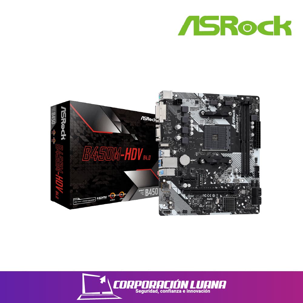 Foto del producto MOTHERBOARD ASROCK B450M HDV R4.0 ( 90-MXB9N0-A0UAYAZ ) DDR4 |AM4