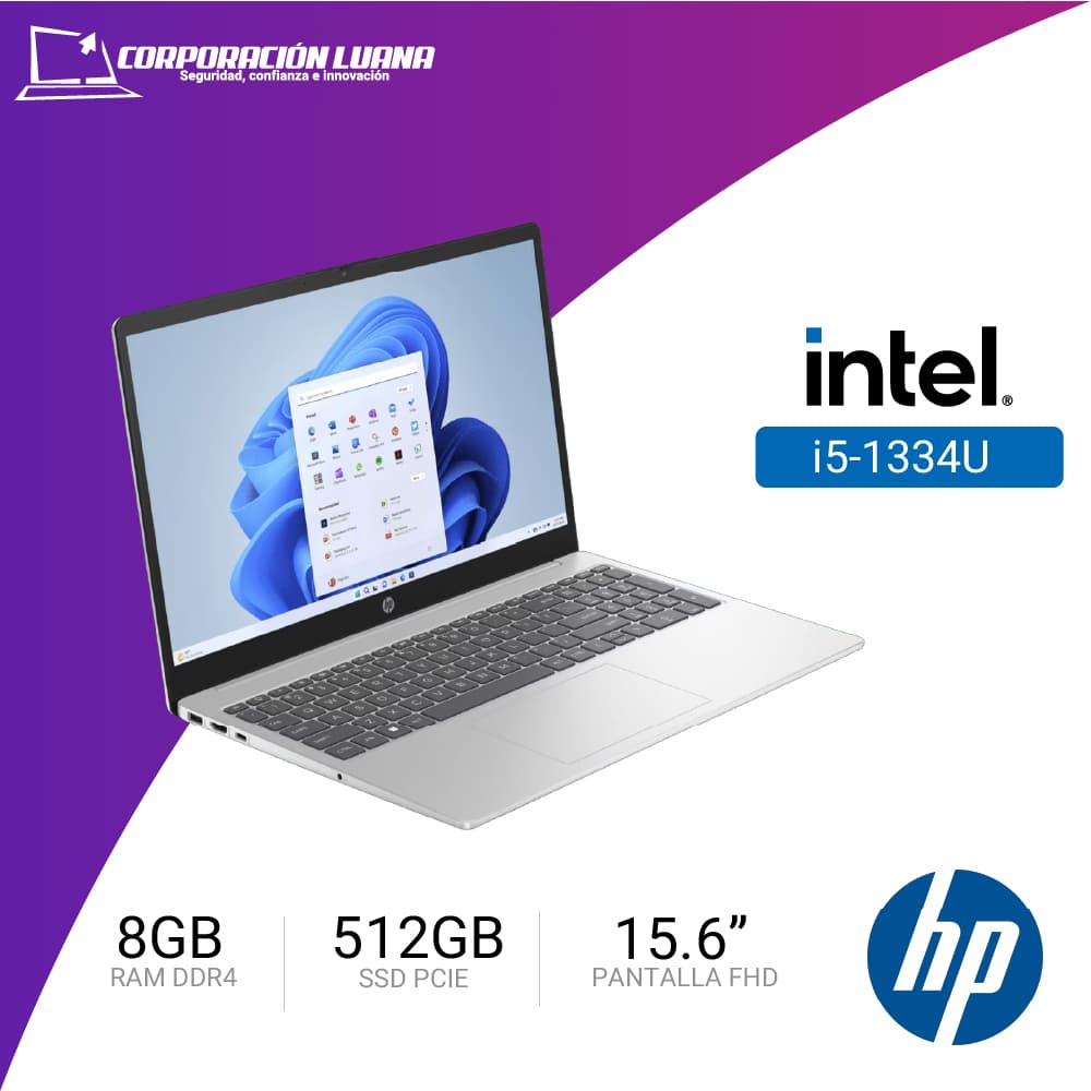 LAPTOP HP INTEL CORE I5 1334U 15-FD0098LA ( B86HJLA#ABM ) RAM 8GB DDR4 | SSD 512GB | 15.6" IPS FHD | INTEGRADO | FREE OS | AZUL