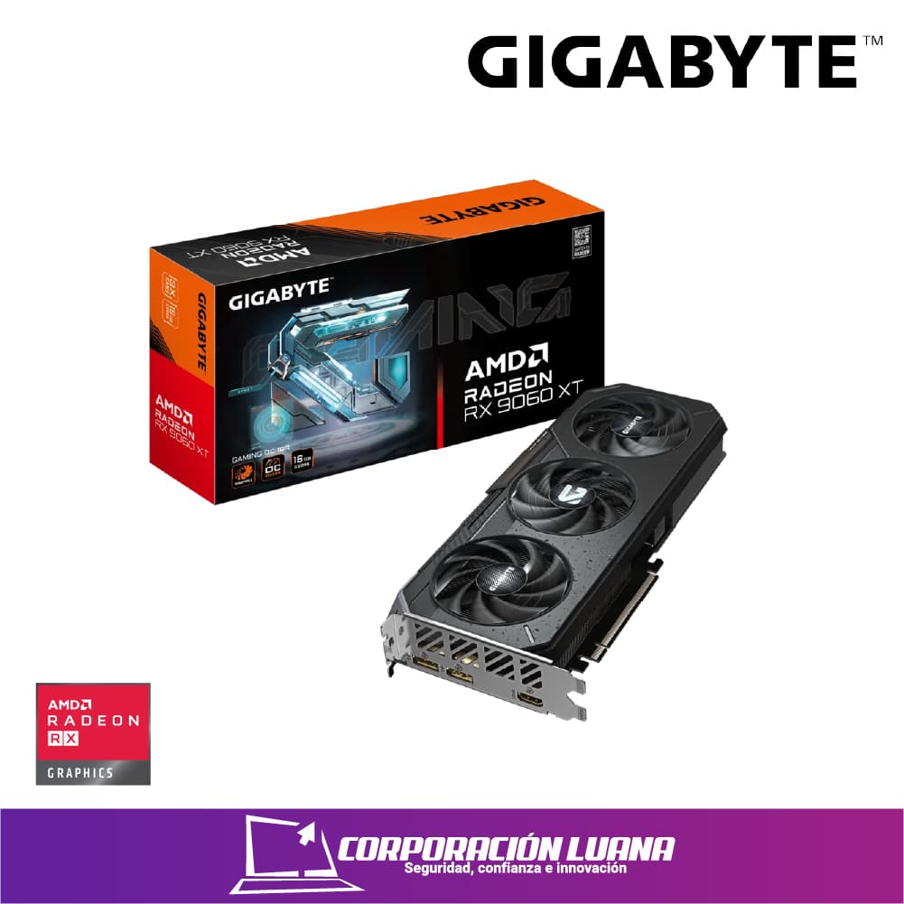 Foto del producto TARJETA DE VIDEO GIGABYTE RX 9060 XT GAMING OC ( GV-R9060XTGAMING OC-16GD ) 16GB GDDR6 | 128 BIT | X3 FANES | X2 DP - 1 HDMI