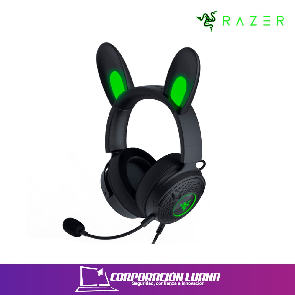 AUDIFONOS C/MICROFONO RAZER KRAKEN KITTY V2 PRO ( RZ04-04510100-R3U1 ) NEGRO/VERDE | ESTEREO | USB | RGB