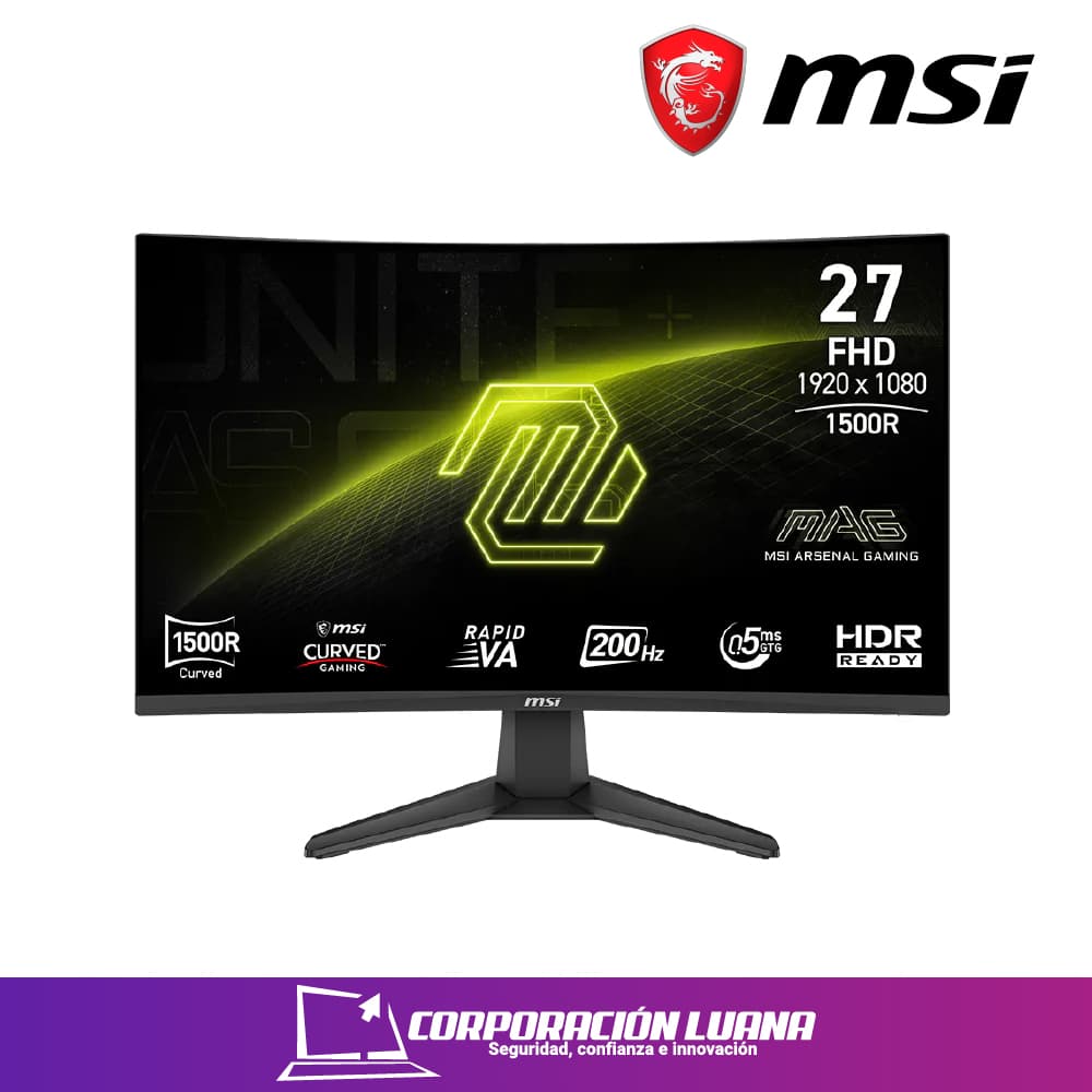 MONITOR MSI 27" MAG 276CF ( MAG-276CF-E20 ) VA | CURVO | FHD - 200HZ - 0.5MS | 2 HDMI - DP