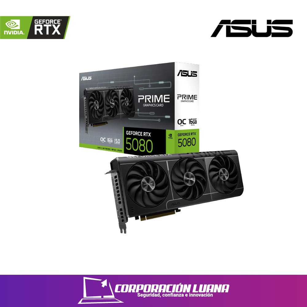 TARJETA DE VIDEO ASUS PRIME RTX 5080 ( PRIME-RTX5080-O16G ) 16GB - GDDR7 | X3 FANES | DLSS 4 | 256BIT | X3 DP - 1 HDP