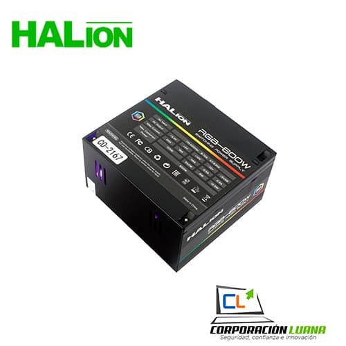 FUENTE DE PODER HALION ( 600-RGB ) 600W | LED RGB