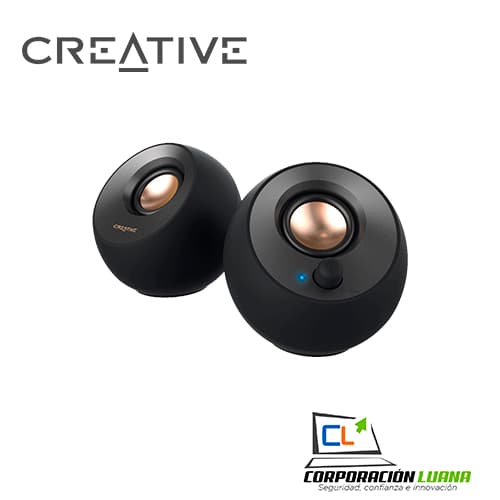 PARLANTE CREATIVE PEBBLE V2 ( 51MF1695AA000 ) NEGRO | 2.0 | 8W | USB C 3.5MM