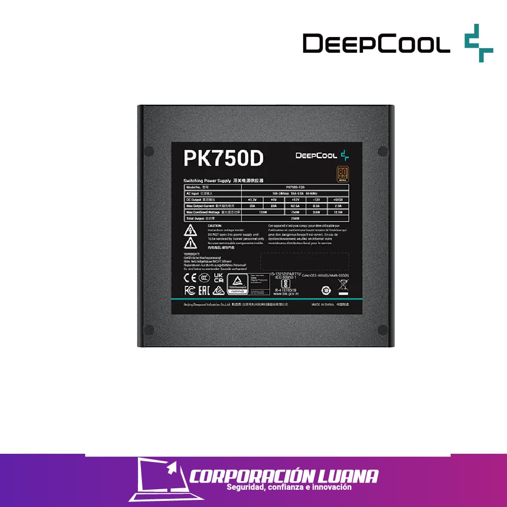 FUENTE DE PODER DEEPCOOL PK750D ( R-PK-PK750D-FA0B-US ) 750W | 80 PLUS BRONZE