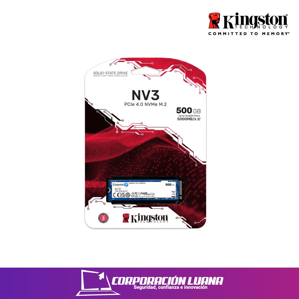 SSD KINGSTON NV3 500GB ( SNV3S/500G ) NVME PCIE GEN 4X4 | 5000MBS LECTURA | 3000MBS ESCRITURA