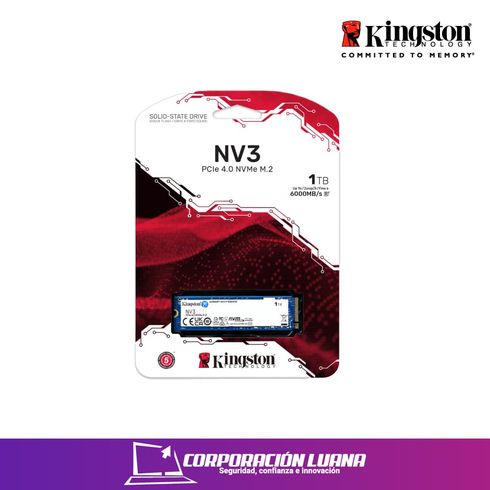 SSD KINGSTON NV3 1TB ( SNV3S/1000G ) NVME PCIE GEN 4X4 | 6000MBS LECTURA | 4000MBS ESCRITURA