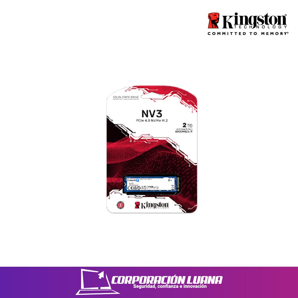 SSD KINGSTON NV3 2TB ( SNV3S/2000G ) NVME PCIE GEN 4X4 | 6000MBS LECTURA | 5000MBS ESCRITURA