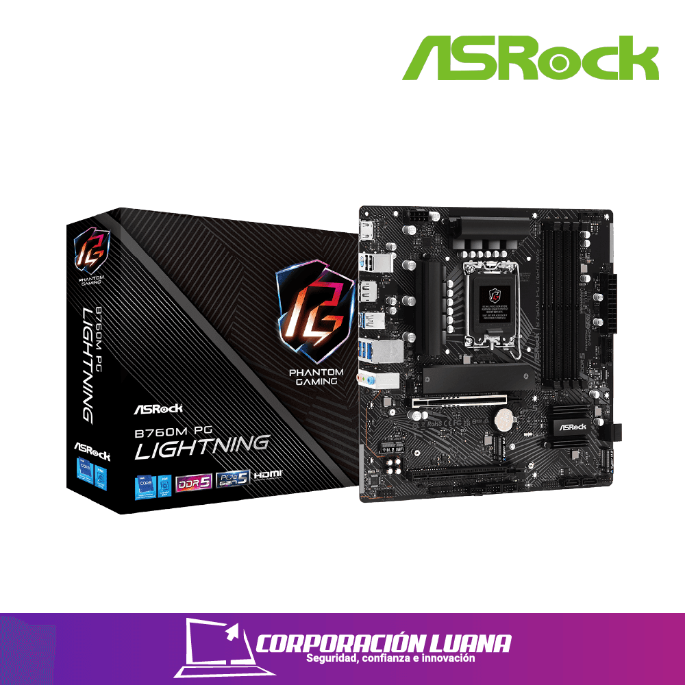 MOTHERBOARD ASROCK B760M PG LIGHTNING WIFI ( 90-MXBMT0-A0UAYZ ) DDR5 | LGA1700