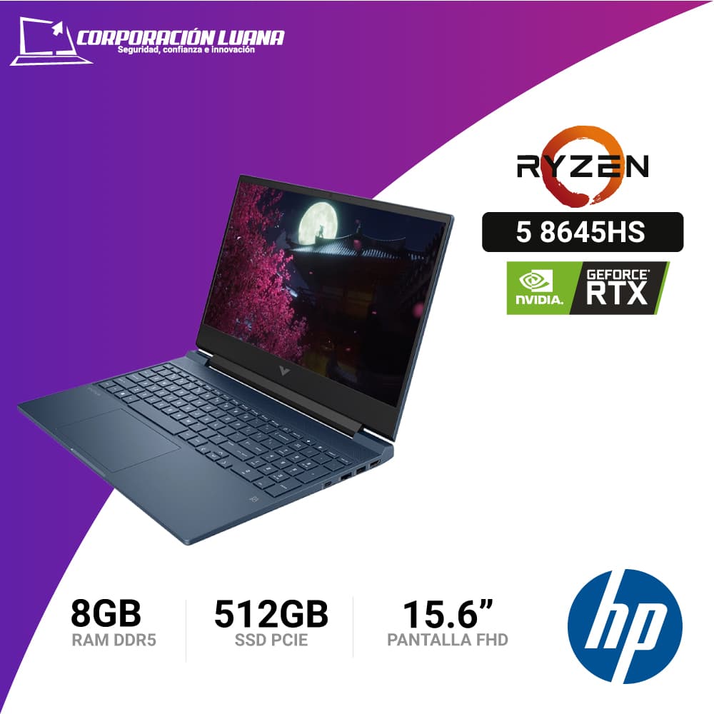 LAPTOP HP VICTUS GAMING 15-FB2002LA, 15.6" FHD IPS AMD RYZEN 5 8645HS HASTA 5.0GHZ, 8GB DDR5, 512GB SSD RTX 3050 (6GB GDDR6) WINDOWS 11 HOME