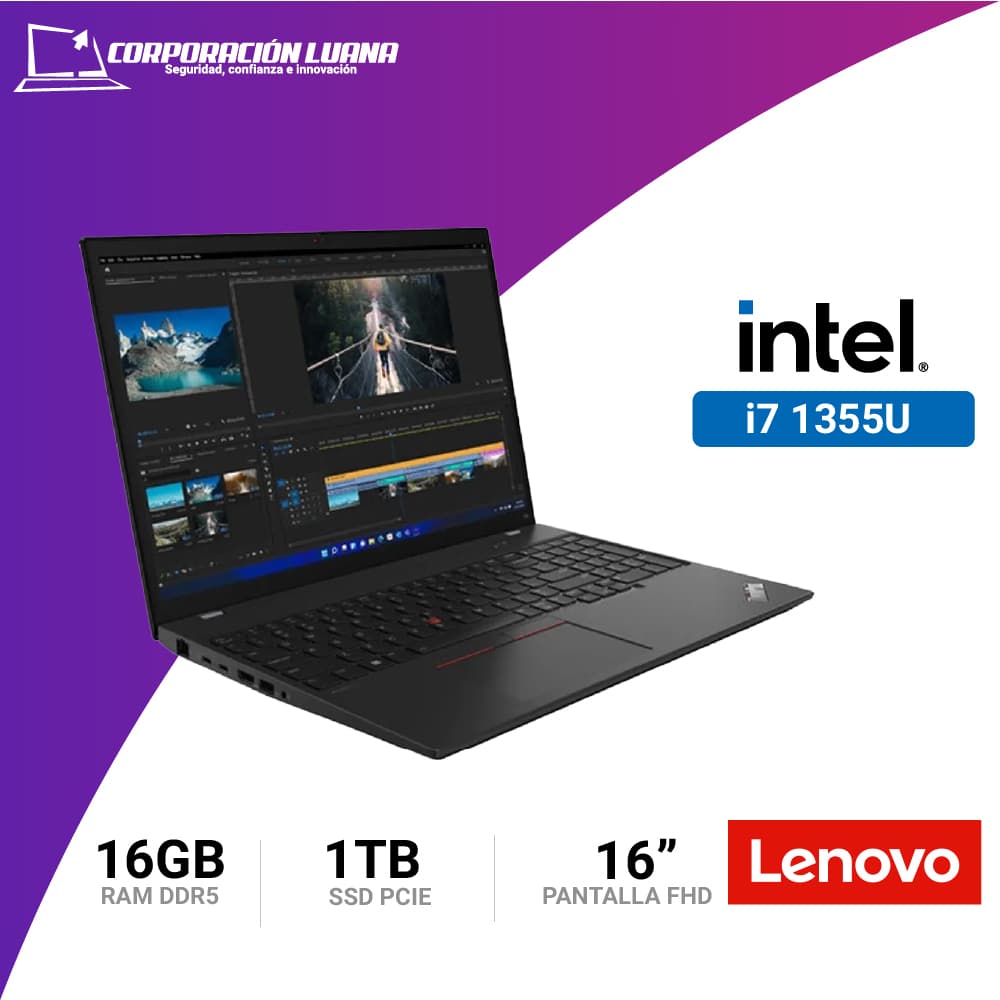 LAPTOP LENOVO THINKPAD T16 CORE I7-1355U ( 21HJ000VLM ) DDR5 5200 | SSD 1TB WINDOWS 11 PRO