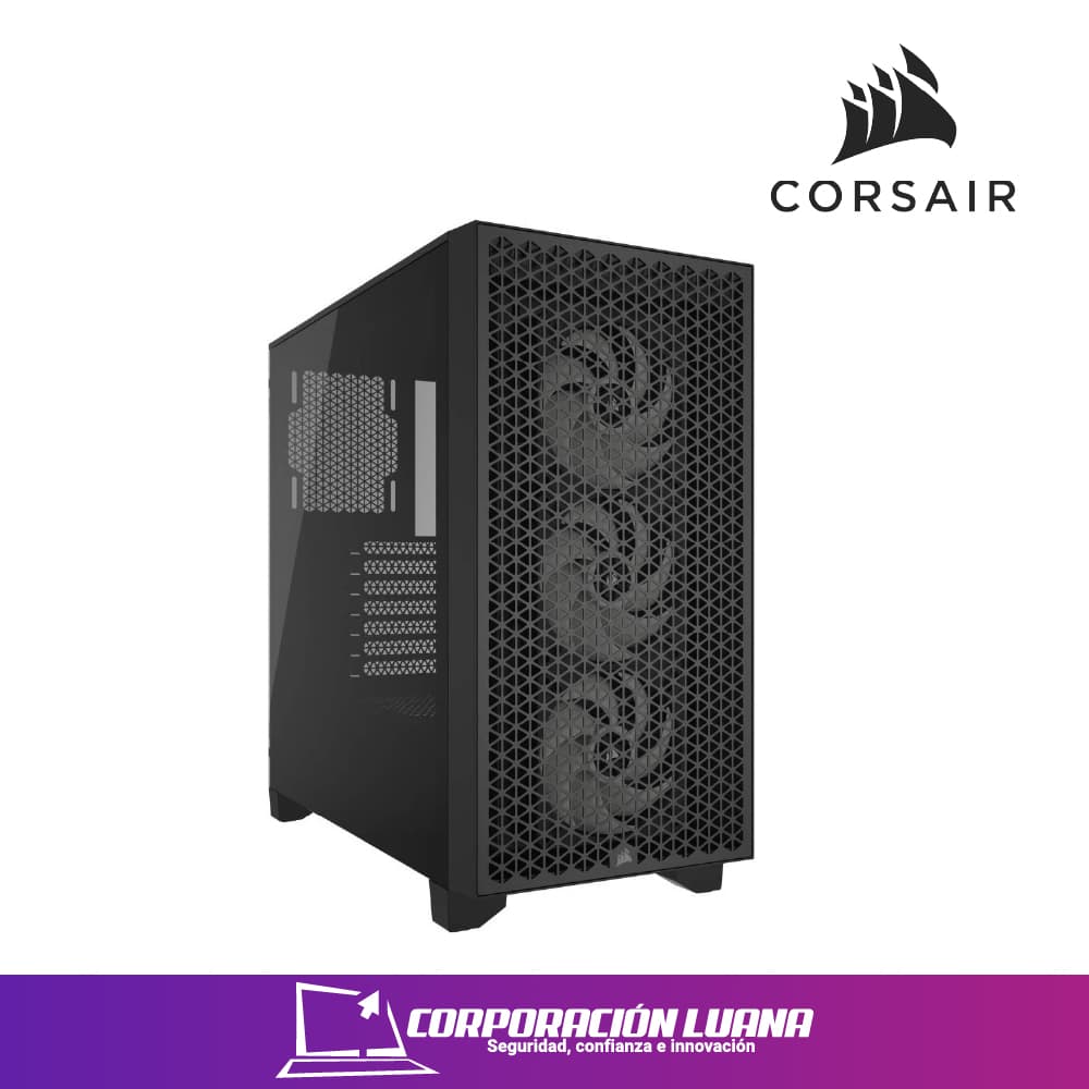 CASE CORSAIR 3000D RGB AIRFLOW ( CC-9011255-WW ) S/FUENTE | 3X FAN RGB | MID TOWER | NEGRO