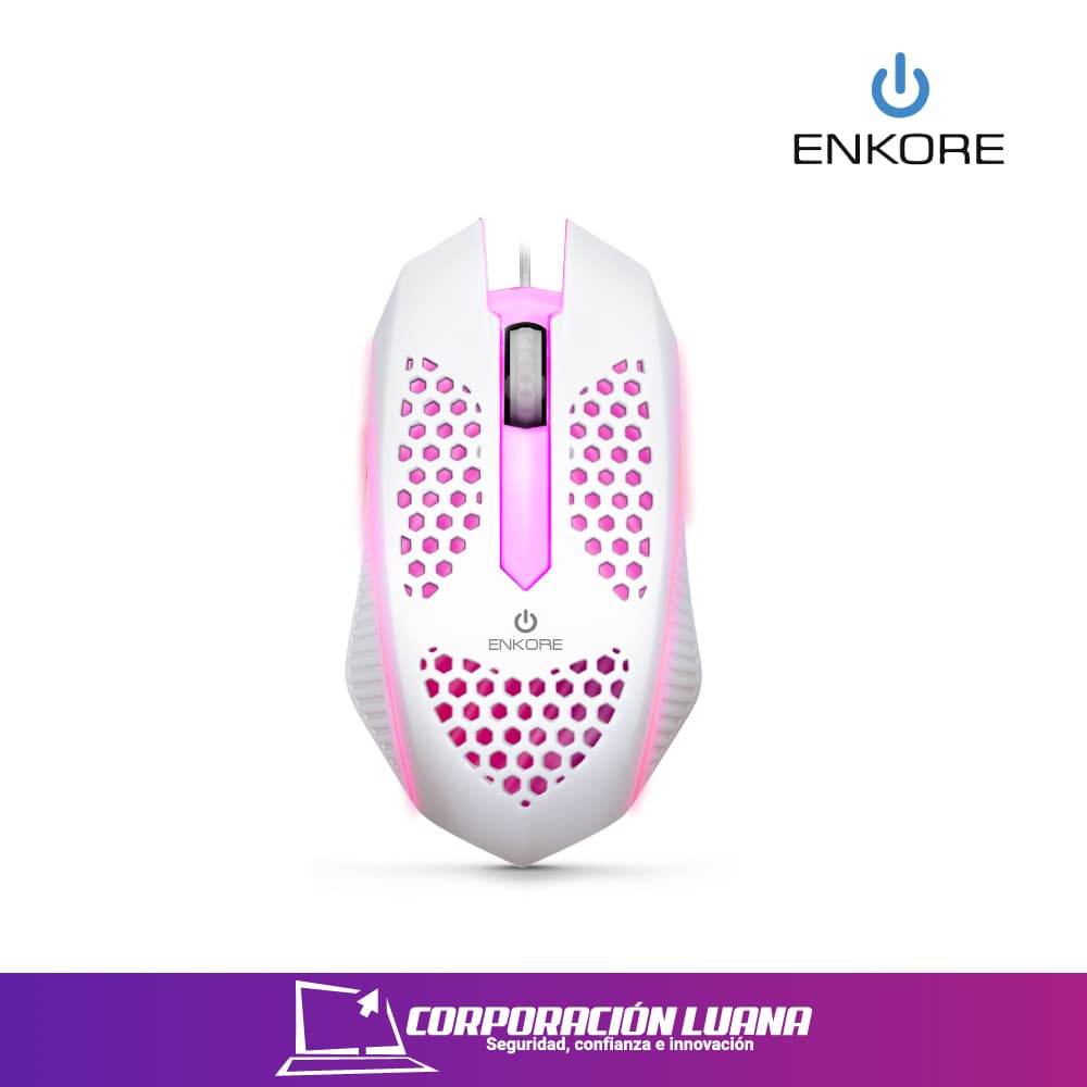 MOUSE GAMER ENKORE LEVITRON ( EKM 107 ) ULTRA LIGERO | 1000 DPI | BLANCO | LED RGB