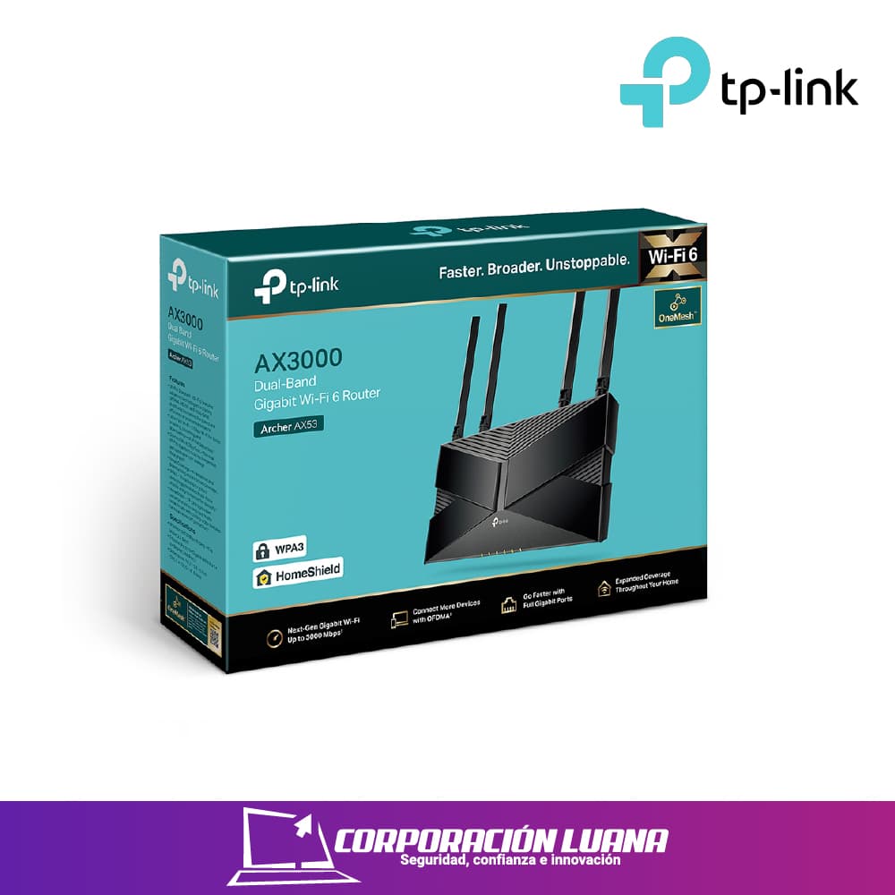 ROUTER TP-LINK ARCHER AX53 ( AX3000 ) DUAL BAND | WIFI 6 | 4 ANTENAS