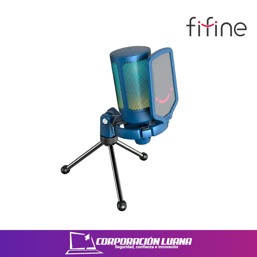 MICROFONO GAMING FIFINE ( A6V ) AMPLIGAME | RGB | CONDENSADOR | BLUE
