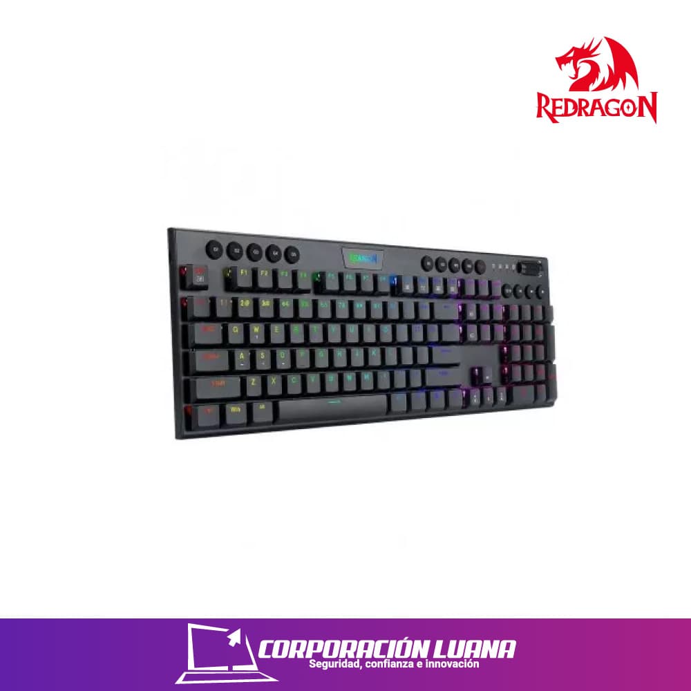 TECLADO GAMER REDRAGON HORUS FS ( K618-RGB-SP ) SWITCH RED | WIRELESS - BT | NEGRO | LED RGB