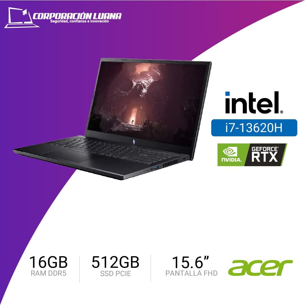 LAPTOP ACER NITRO 5 V 15 INTEL CORE I7 13620H ( ANV15-52-71JV ) 16GB DDR5 | SSD 512GB | 15.6" FHD | RTX 5050 6GB | FREE OS
