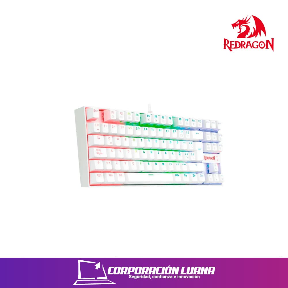 TECLADO REDRAGON KUMARA RGB ( K552W-RGB-SP ) BLANCO | SWITCH RED | RGB