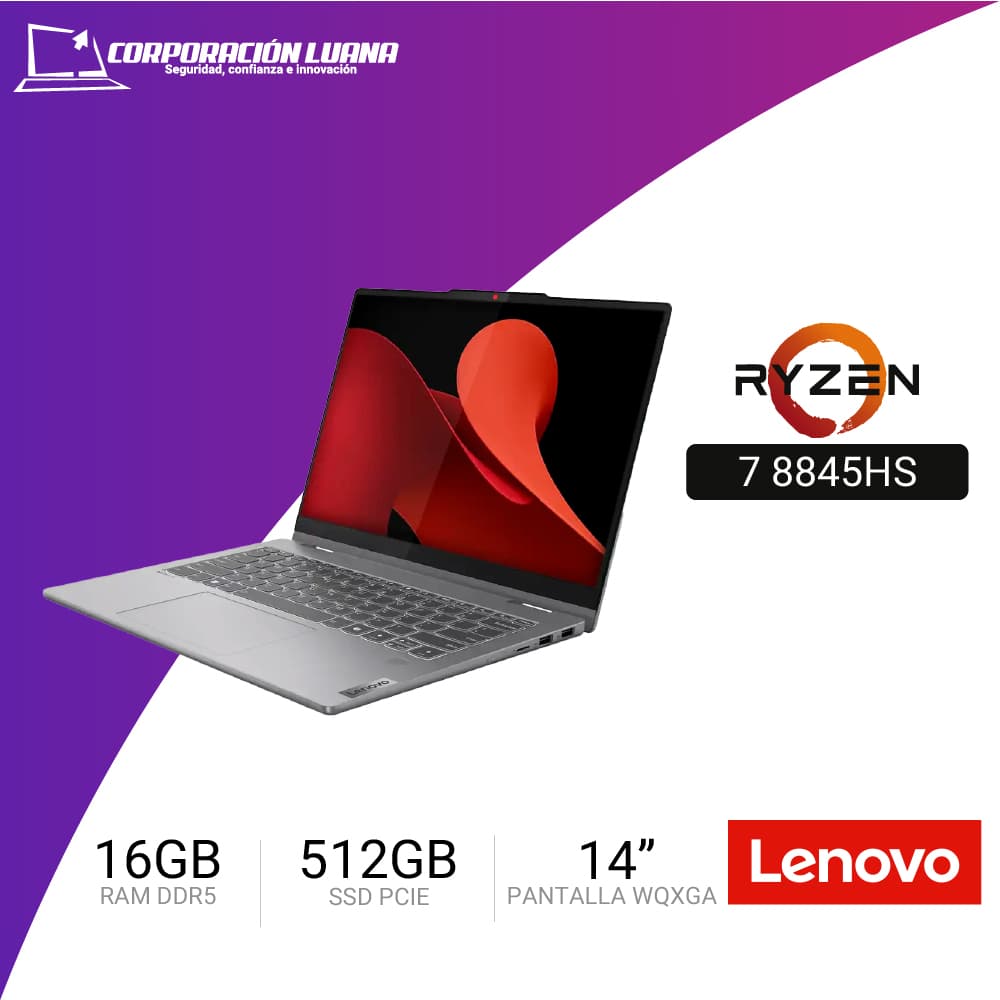 LAPTOP LENOVO IDEAPAD 5 14AHP99 AMD RYZEN 7 8845HS ( 83DR007QLM ) RAM 16GB DDR5 | SSD 512GB | 14" WUXGA IPS | INTEGRADA | FREE OS