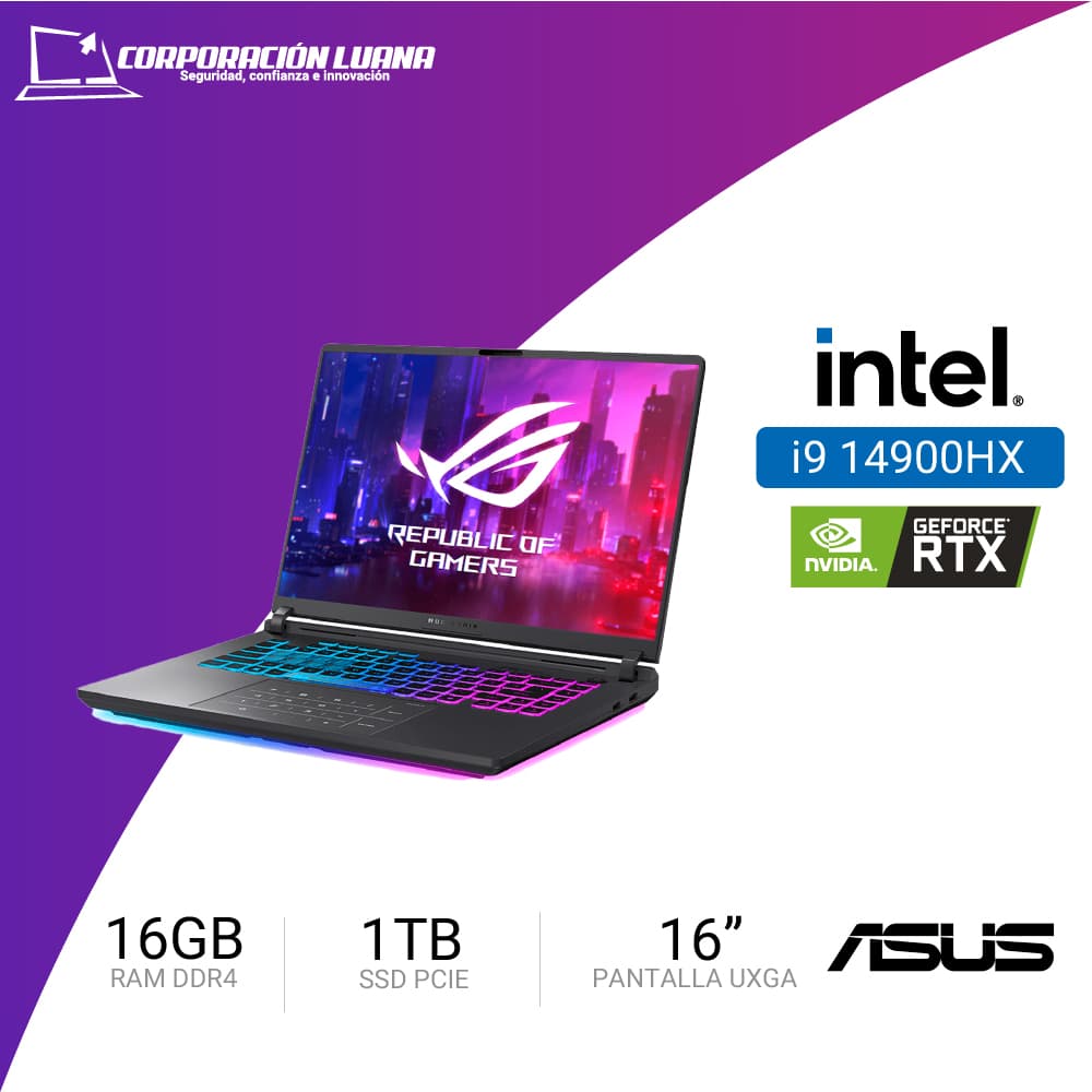 LAPTOP ASUS ROG STRIX INTEL CORE I9 275HX G16 ( G615LP-RV019W ) RAM 16GB DDR5 | SSD 1TB | 16" FHD - 165HZ | RTX 5070 8GB | WINDOWS 11 HOME