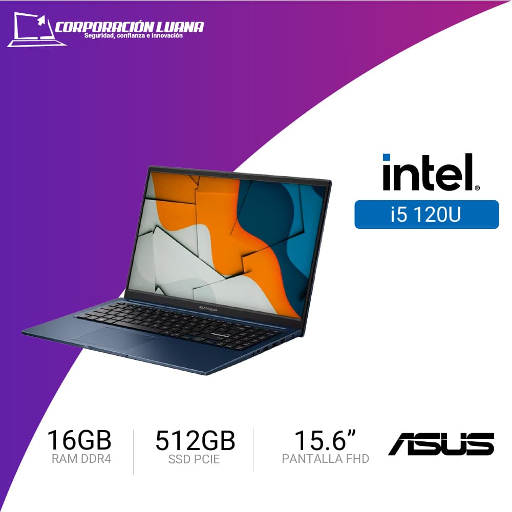 LAPTOP ASUS VIVOBOOK 15 INTEL CORE 5 120U X1504VA ( 90NB13Y1-M02EA0 ) RAM 16GB DDR4 | SSD 512GB | 15.6" FHD | INTEGRADA | QUIT BLUE | FREE OS