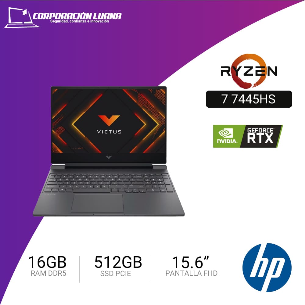 LAPTOP HP VICTUS GAMING 15-FB3020LA AMD RYZEN 7 7445HS ( BT4F7LA#ABM ) RAM 16GB DDR5 | SSD 512GB | RTX 3050 4GB | 15.6" FHD | WINDOWS 11