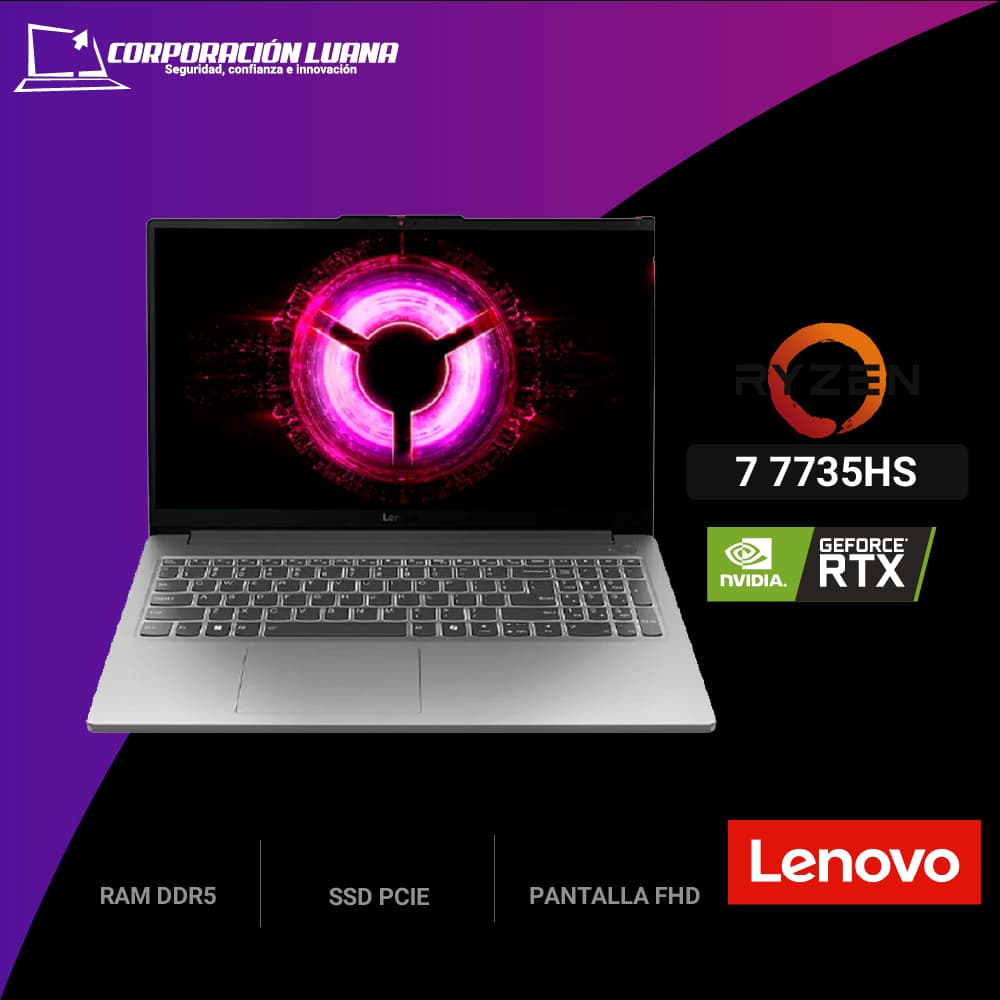 LAPTOP LENOVO LOQ 15ARP10E AMD RYZEN 7 7735HS ( 83S0001LLM ) RAM 16GB DDR5 | SSD 512GB | 15.6" FHD | RTX 4050 6GB | FREE OS | LUNA GREY
