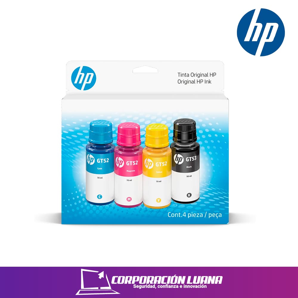 KIT DE TINTAS HP GT53/GT52 ( STHP9F3N4AL ) PACK DE 4 BOTELLAS | NEGRO - MAGENTA - CIAN - AMARILLO